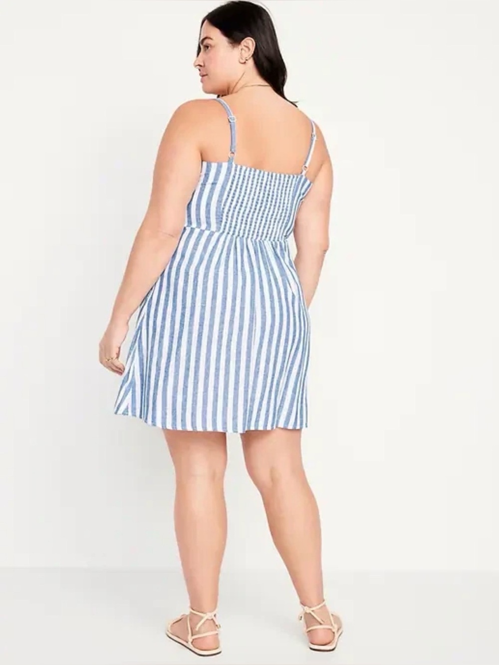 Old Navy Fit and Flare Linen Blend Striped Mini Dress Size 2X - Picture 3 of 12